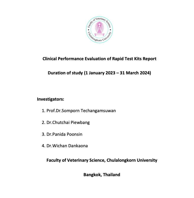 Clinical Evaluation Result of Pet Test Kit from Chulalongkorn University, Thailand